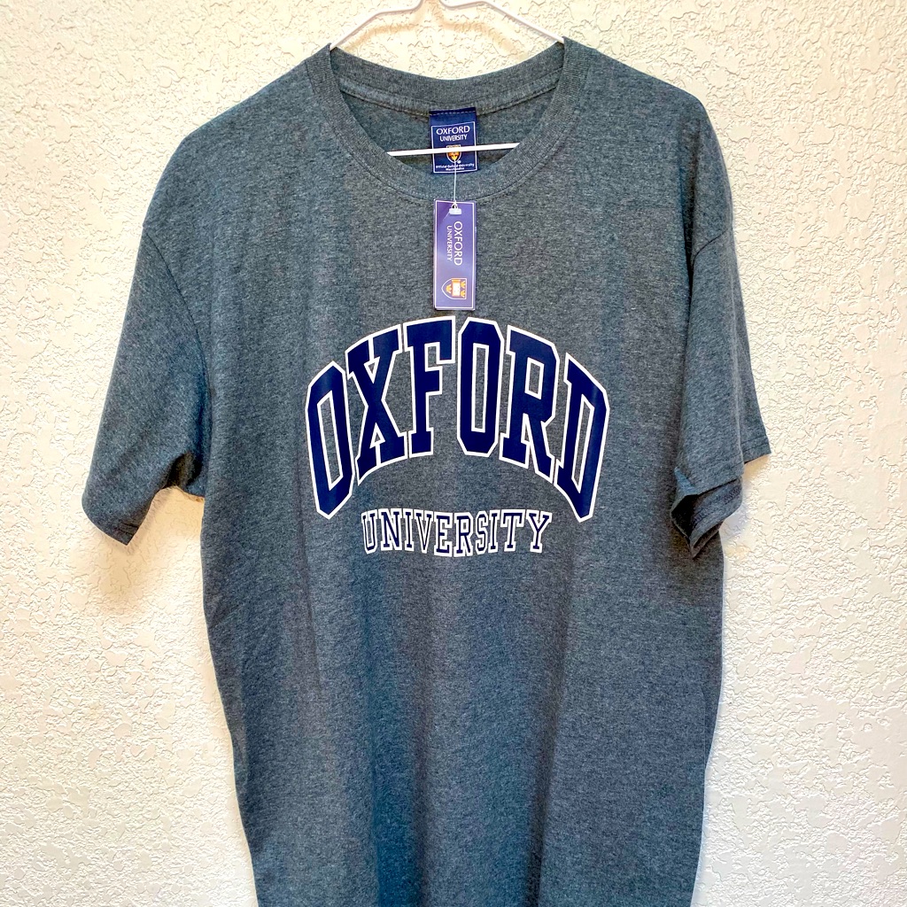 Oxford University Grey Mens Crew Neck TShirt Size Large University Of Oxford